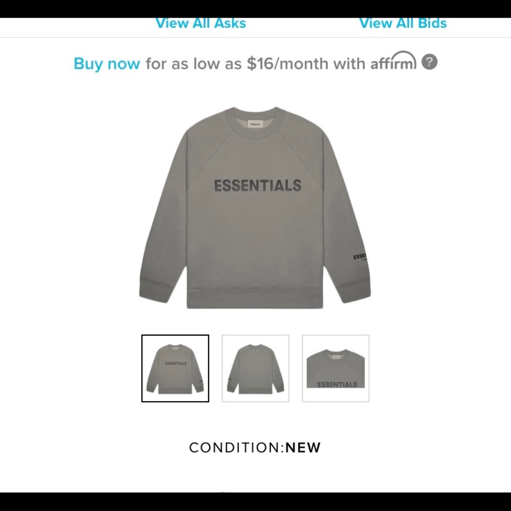 Fear of god crewneck brand new!!